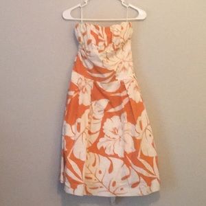 Flower dress strapless white peach M 8